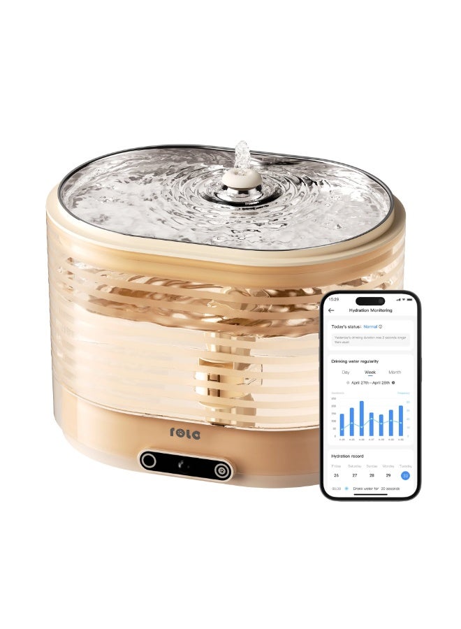 Enabot ROLA Smart Pet Water Fountain with 2L Tank, Magnetic Induction Wireless Pump, App Hydration Alerts & Quiet Circulation - Cordless Version - Image 1